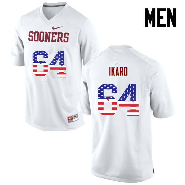 Oklahoma Sooners #64 Gabe Ikard College Football USA Flag Fashion Jerseys-White